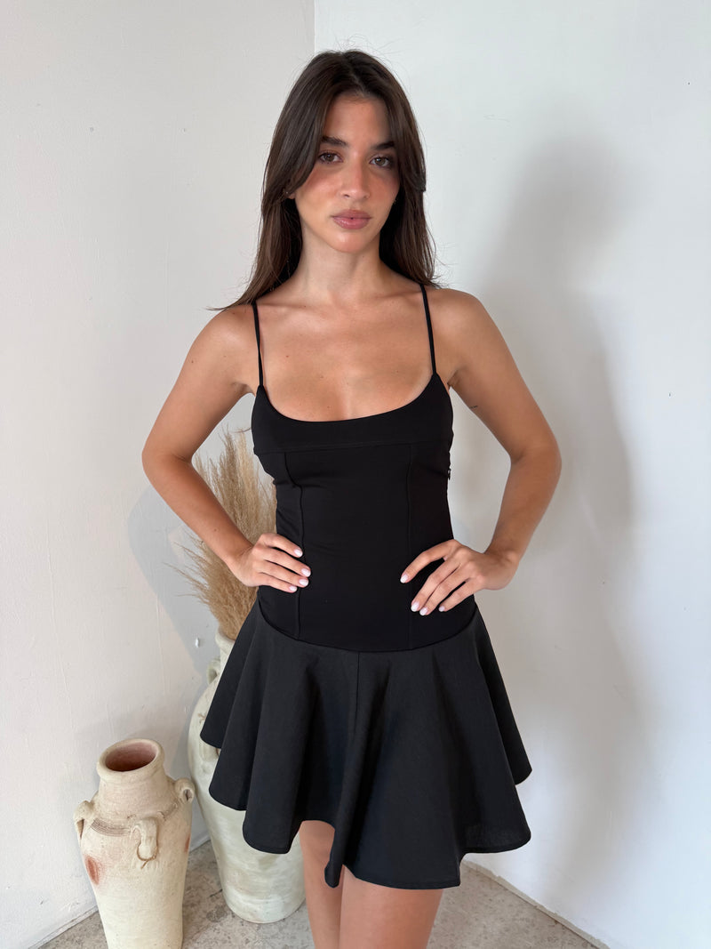 Solid Flare Mini Dress