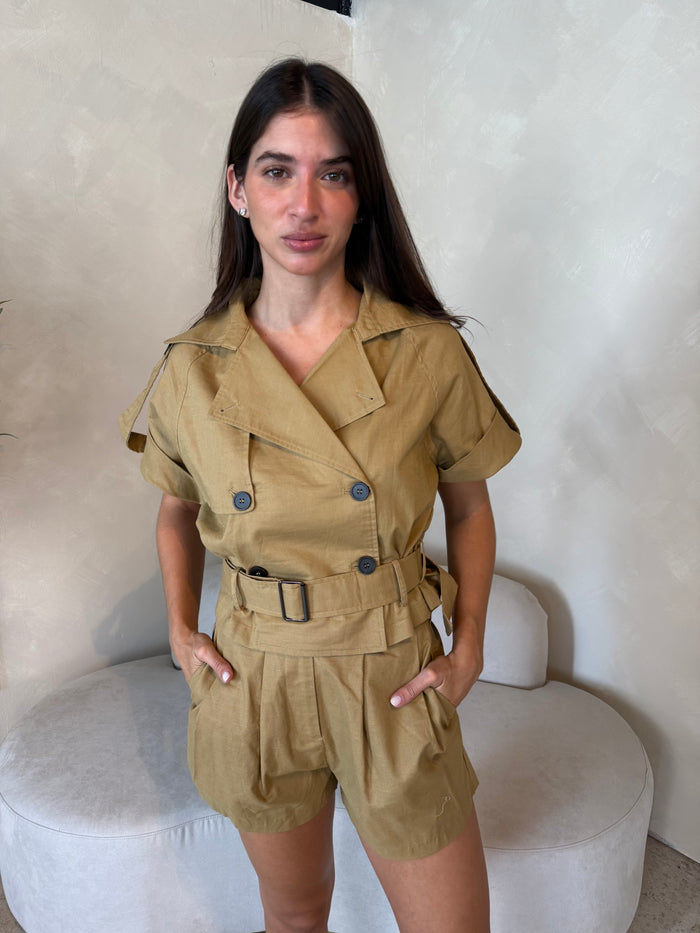 Cropped Trench & Short Set