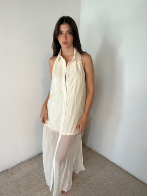 Oat Sheer Collar Dress