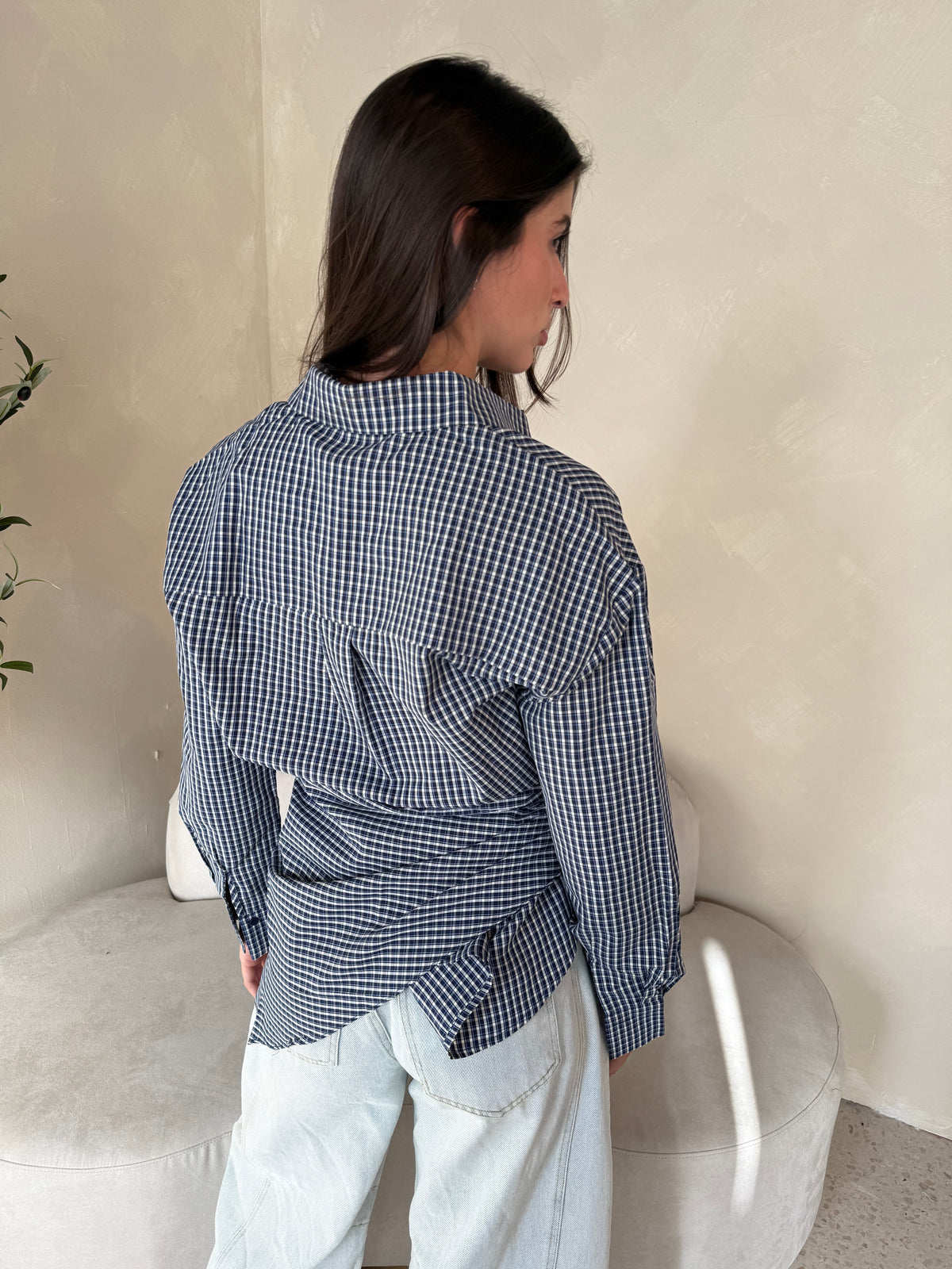 Gingham Scarf & Button Down Shirt