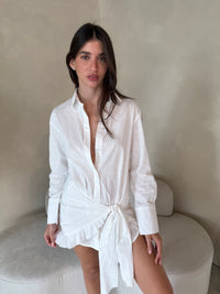 Tie-front Shirt Cover-up Dress