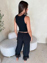 Black Drawstring Lace Pants
