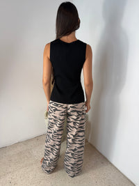 Animal Print Wide Leg Pants