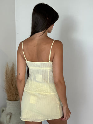 Pin Stripe Lace Lemon 2pc Set