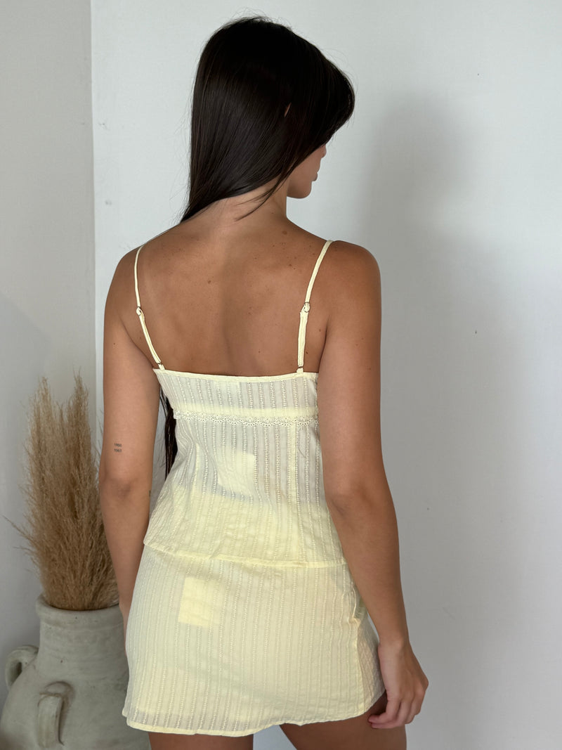 Pin Stripe Lace Lemon 2pc Set