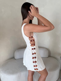 Cream Beaded Mini Dress