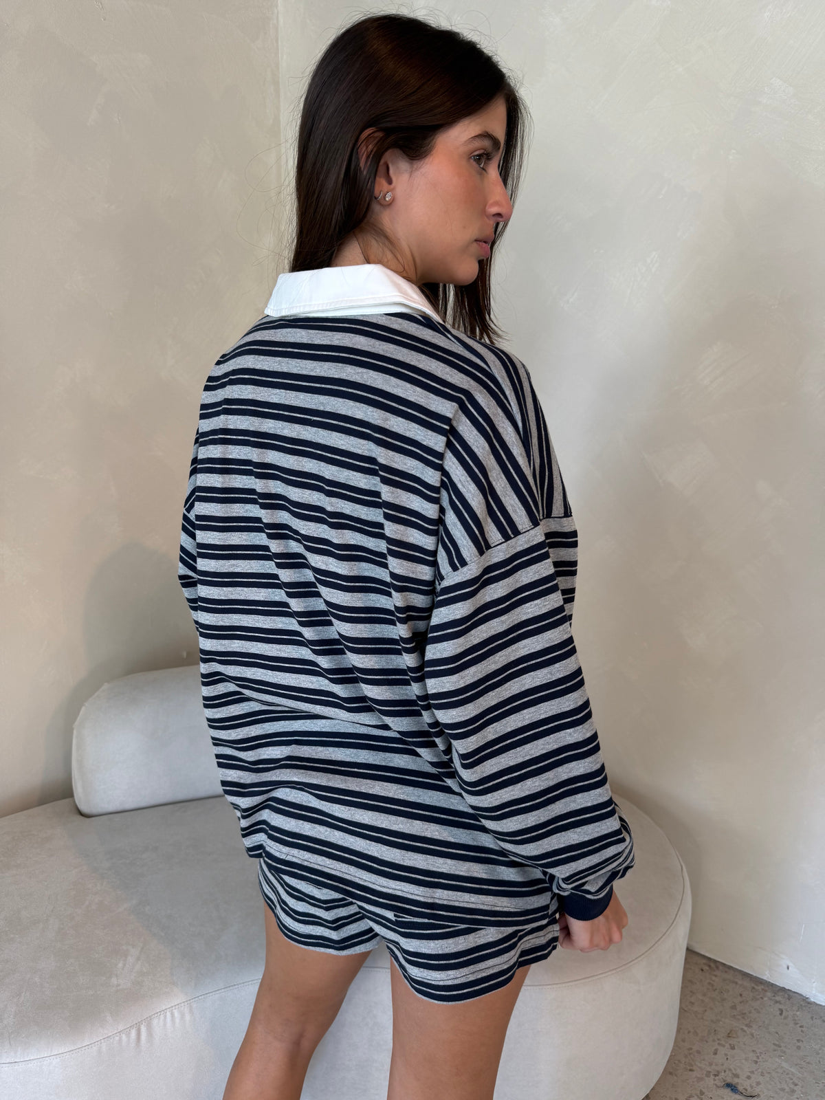 Stripe LS Polo & Short Set