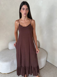 Linen Strappy Maxi Dress