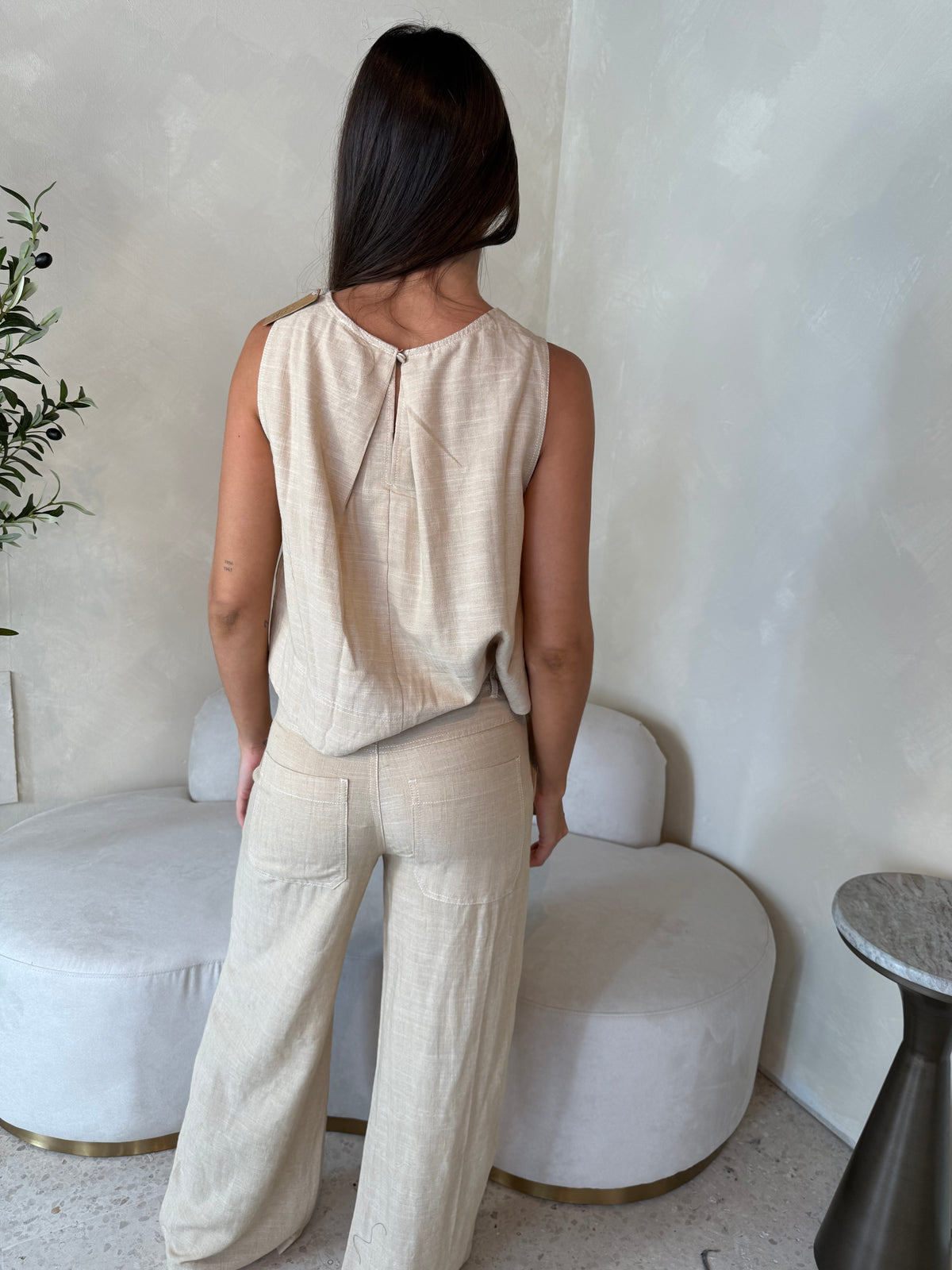Beige Linen Stitch Set