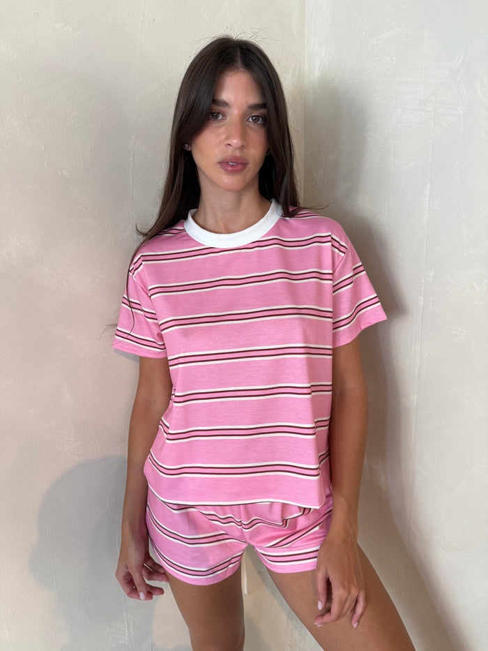 Pink Ivory Stripe Lounge Set