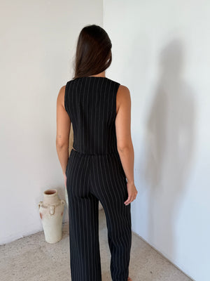Black Stripe Vest & Trouser Set