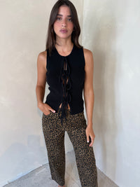 Ribbed Tie Front Top