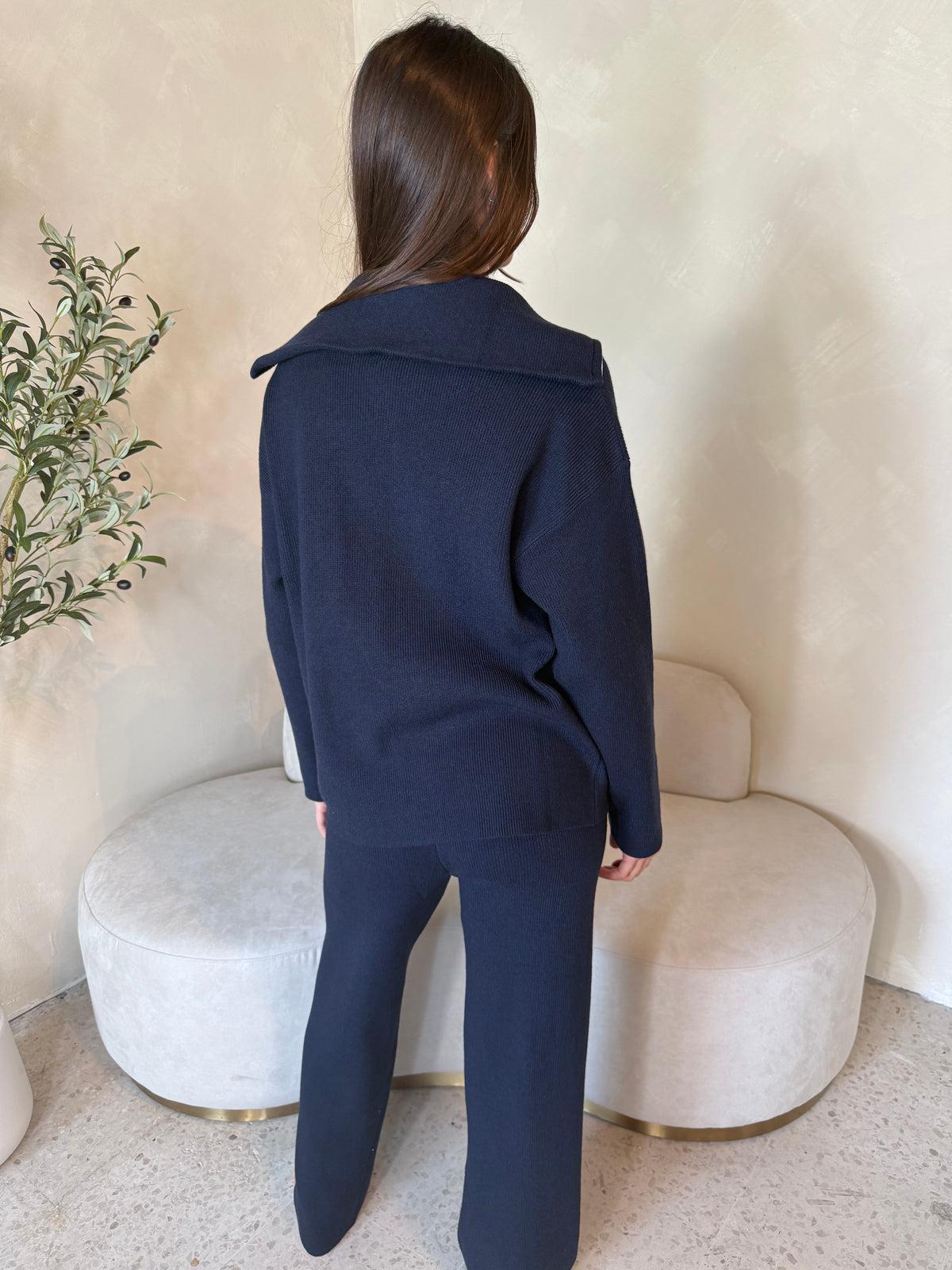 Navy Sweater Top & Pant Set