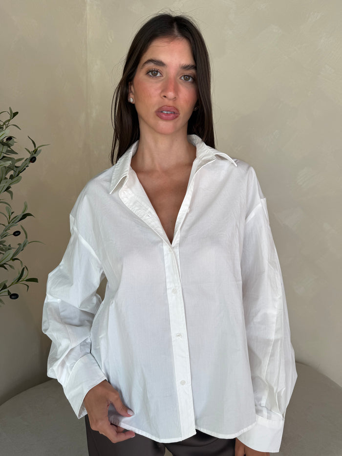 White LS Button Down Top