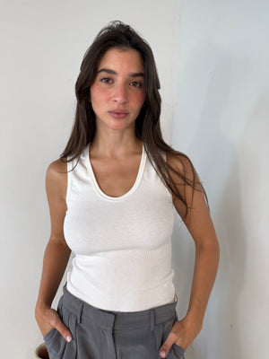 White Ribbed Tank Top