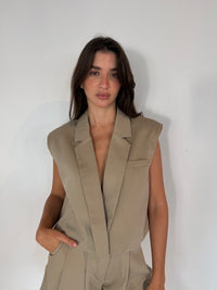 Mocha Crop Vest & Short Set