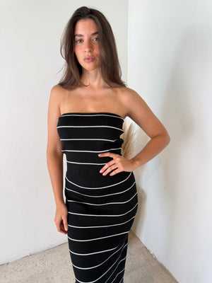 Stripe Tube Top & Skirt Set