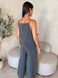 Charcoal Side Tie Top & Pant Set