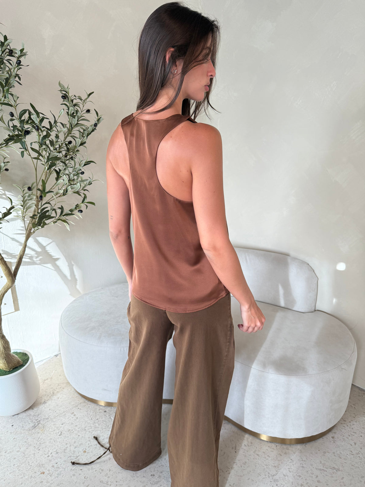 Brown Lotus Denim Pants