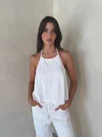 Halter Denim Top & Drawstring Pant Set