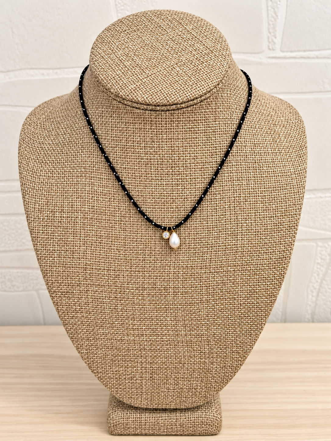 String Pearl Charm Necklace