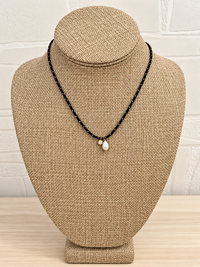 String Pearl Charm Necklace