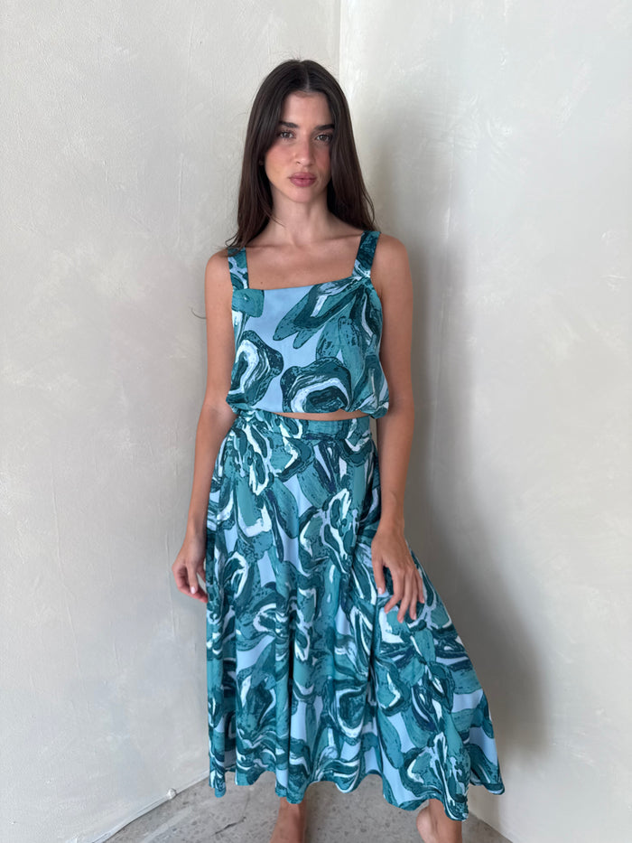 Teal Petal Top & Skirt Set