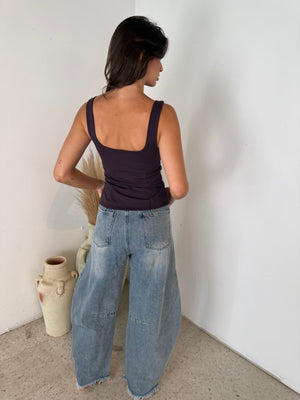 Medium Wash Barrel Pants