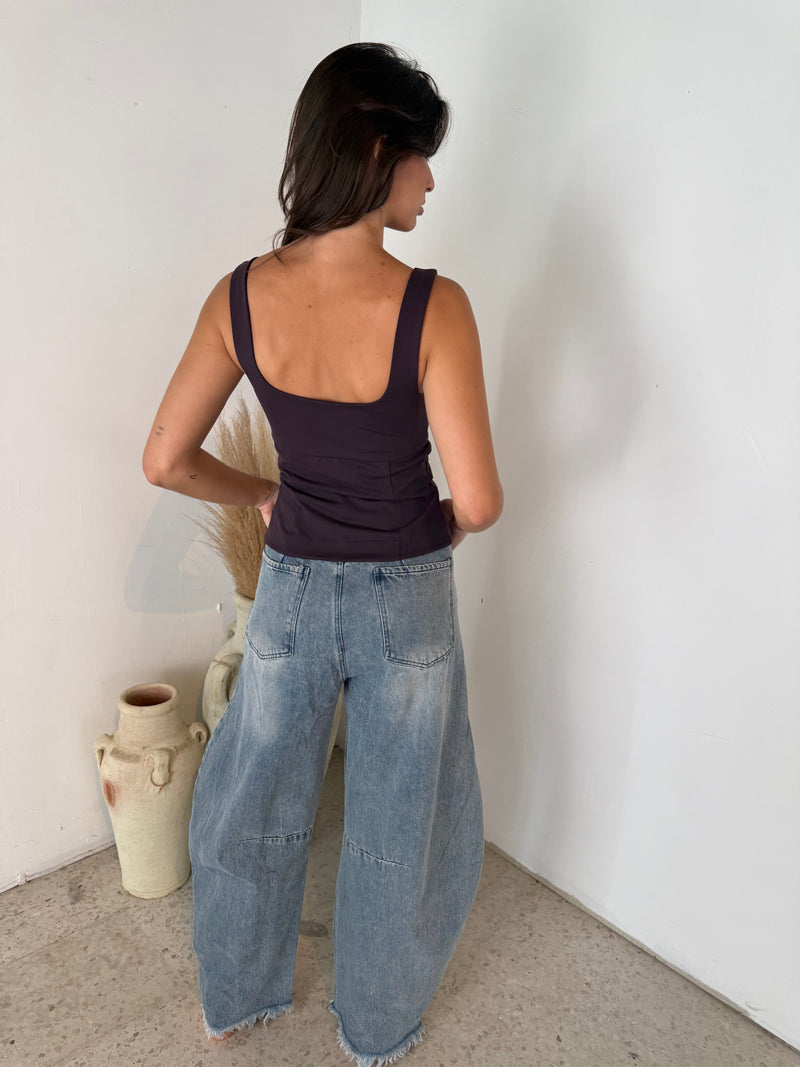 Medium Wash Barrel Pants
