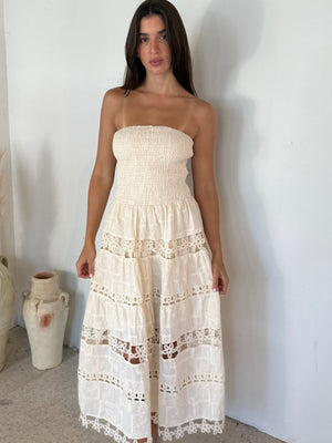 Embroidered Lace Tube Dress