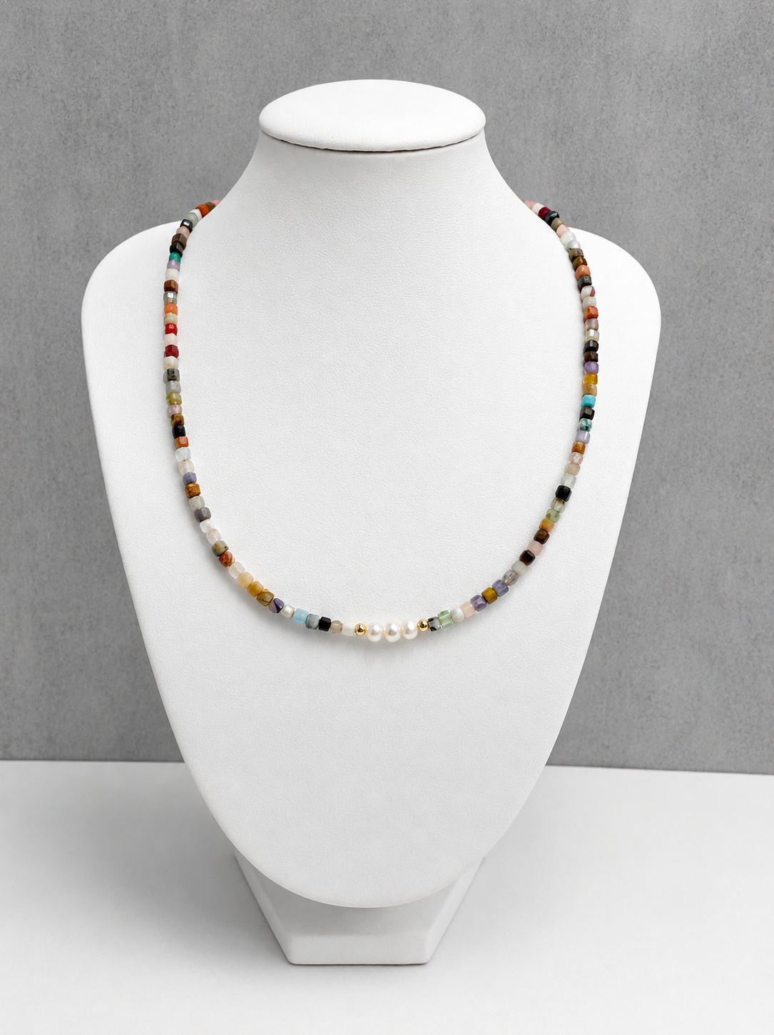 Multi Color Beaded Mini Pearl Necklace