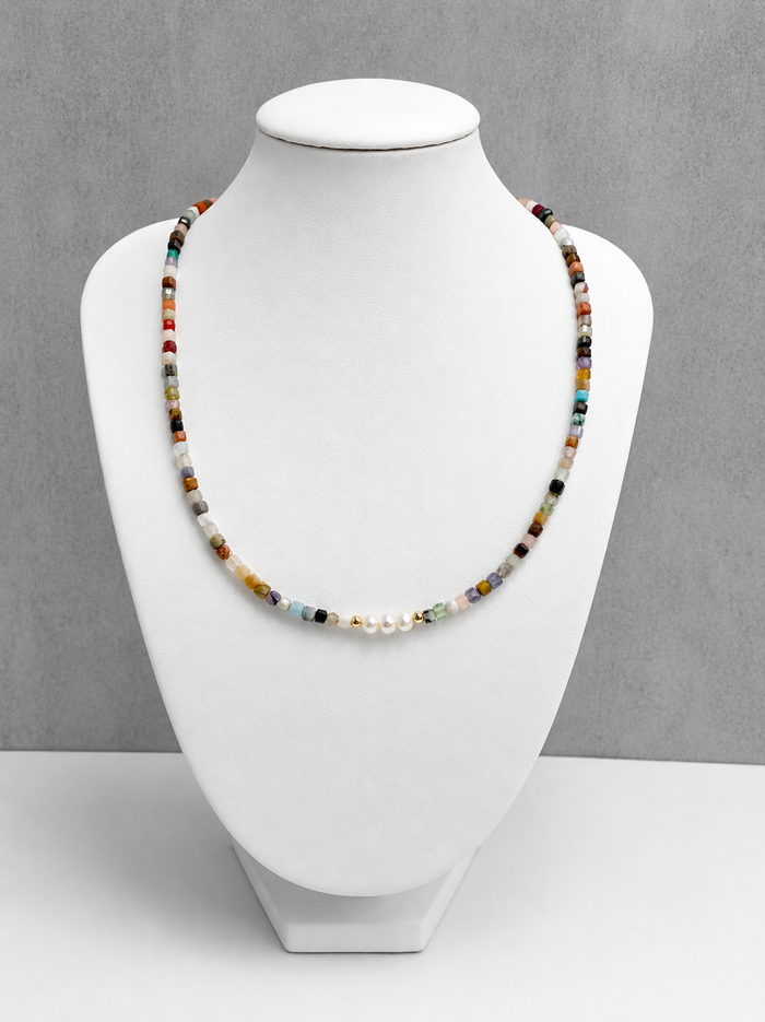 Multi Color Beaded Mini Pearl Necklace