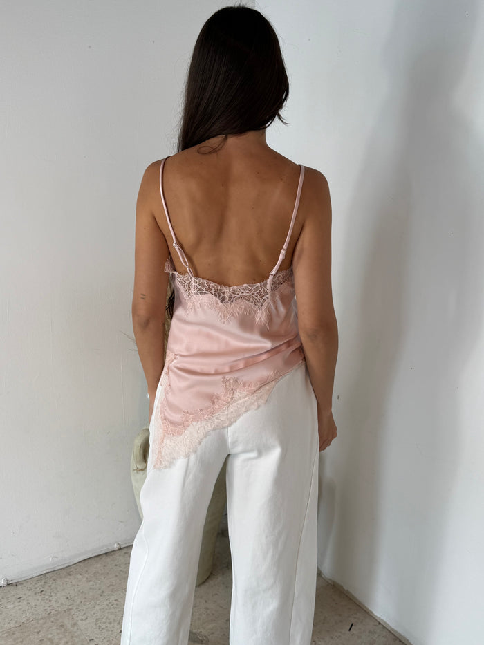 Pink Pastel Lace Satin Top