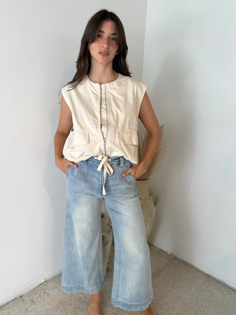 Washed Tie Front Pant