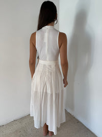 White Belted Midi Dress