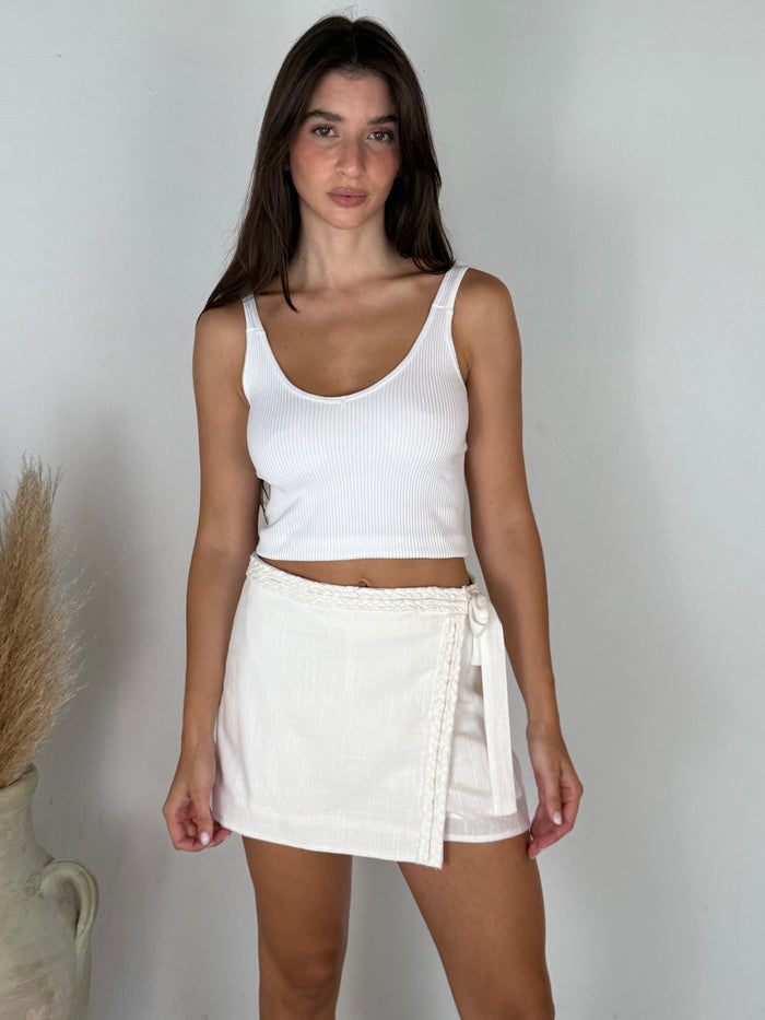 Braided White Skort