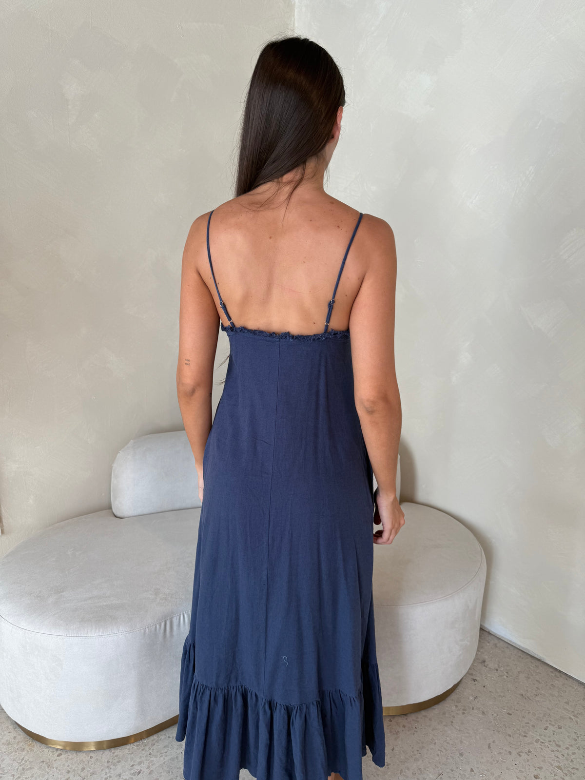 Linen Strappy Maxi Dress