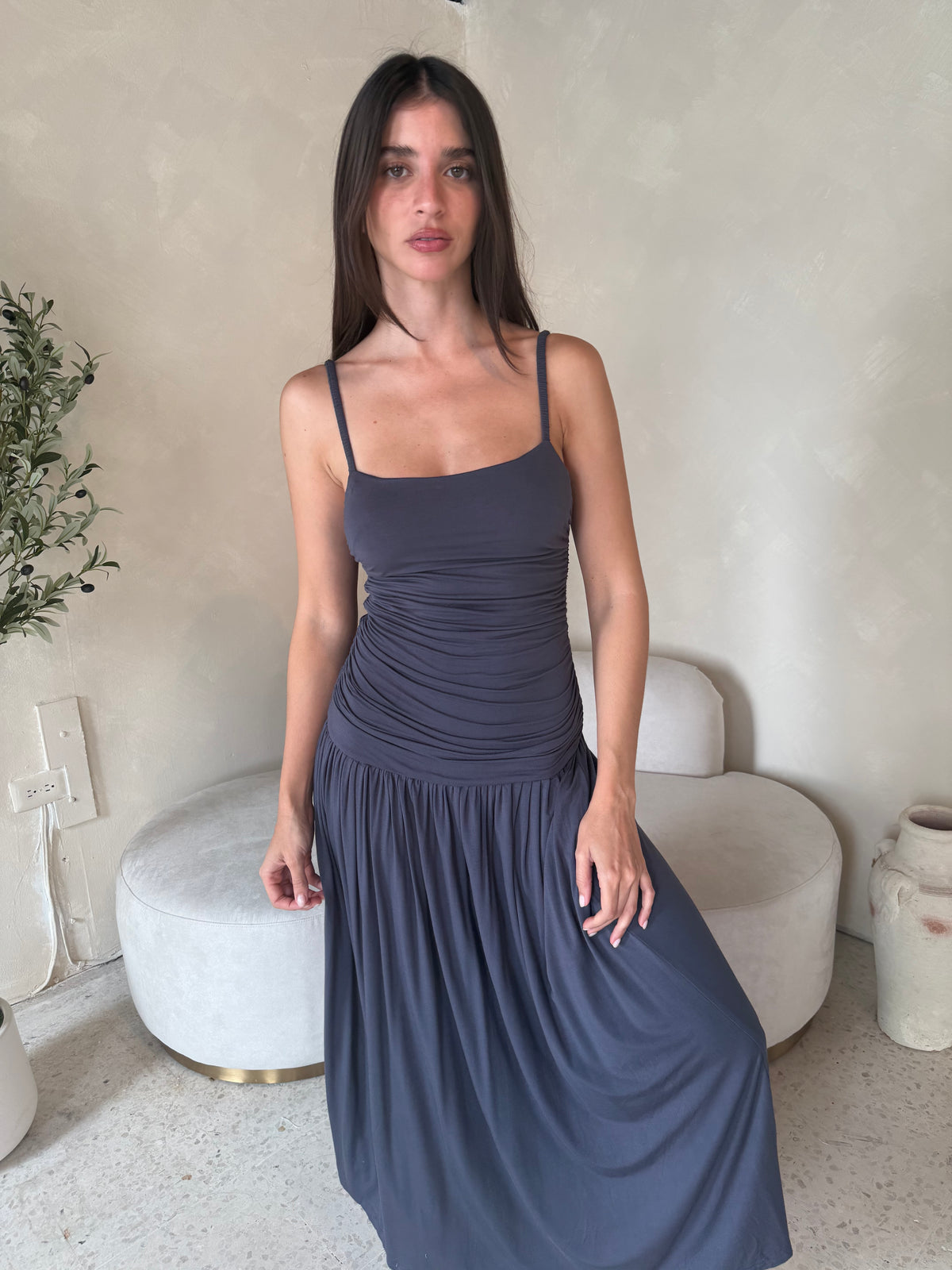 Ruched Bodice Maxi Dress