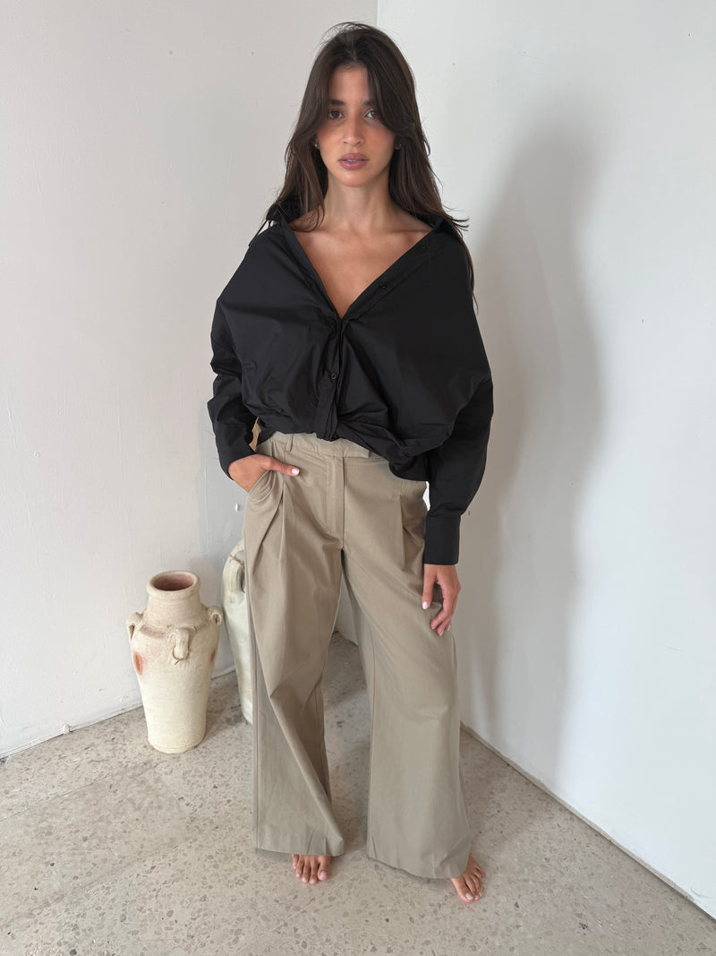 Khaki Pleated Trousers