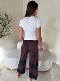 Plum Lace Trim Pants