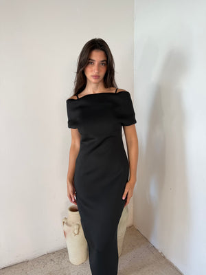 Black Scuba Midi Dress