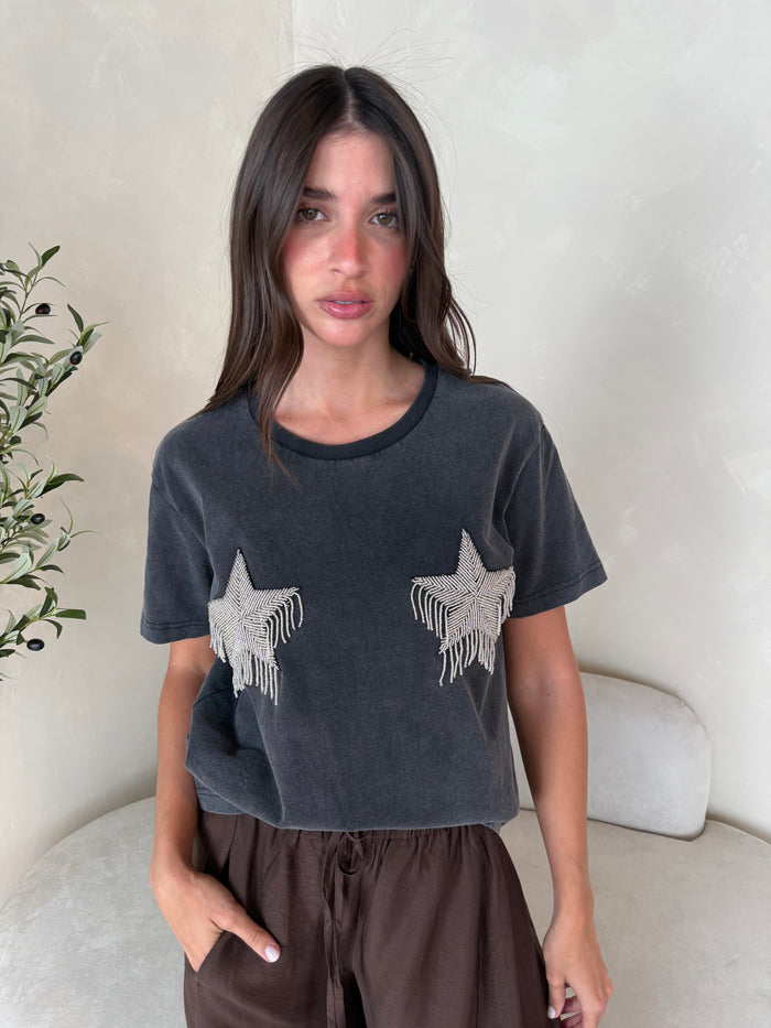 Grey Washed SS Star Top