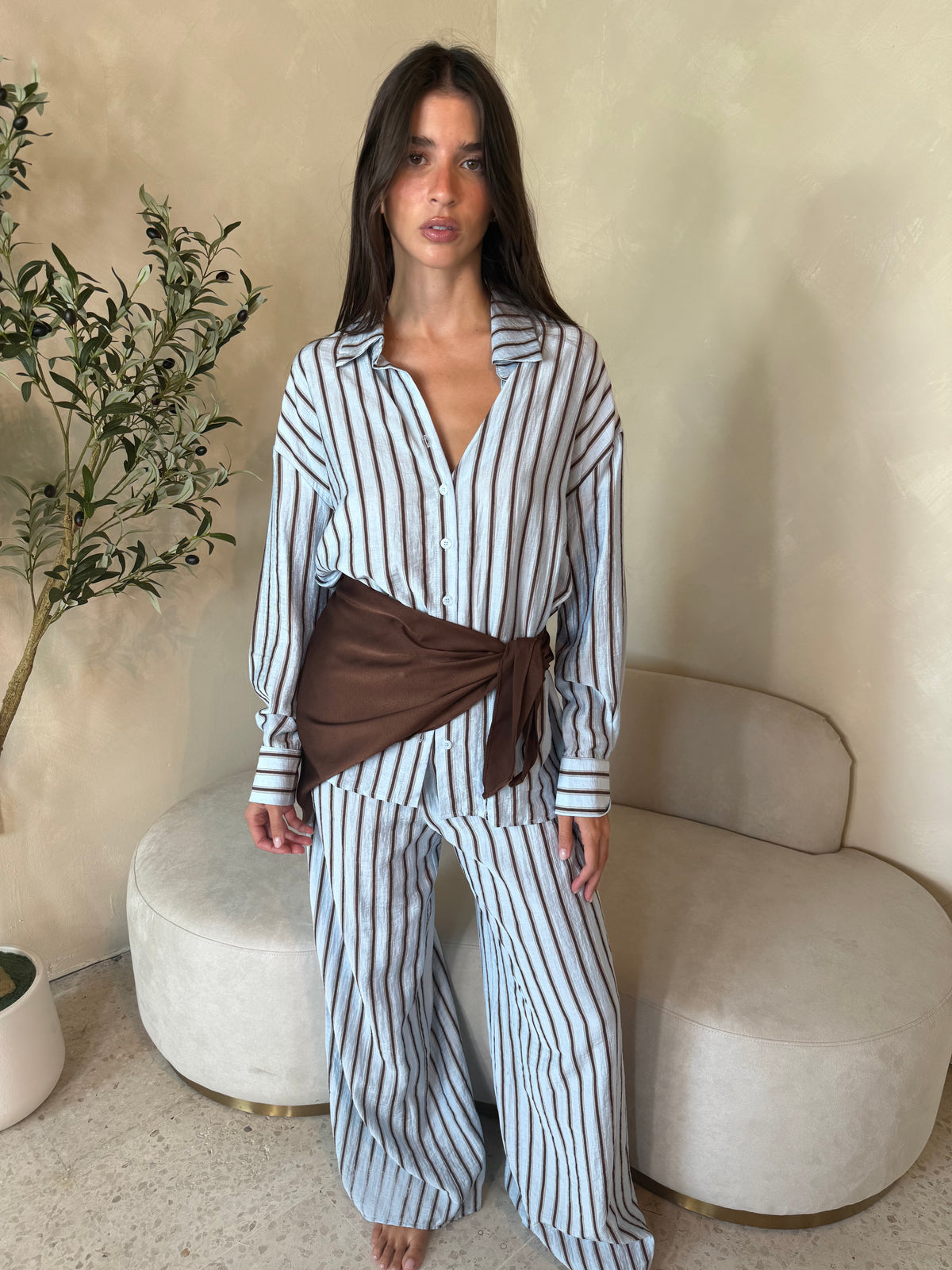Blue Brown Stripe Set
