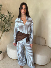 Blue Brown Stripe Set