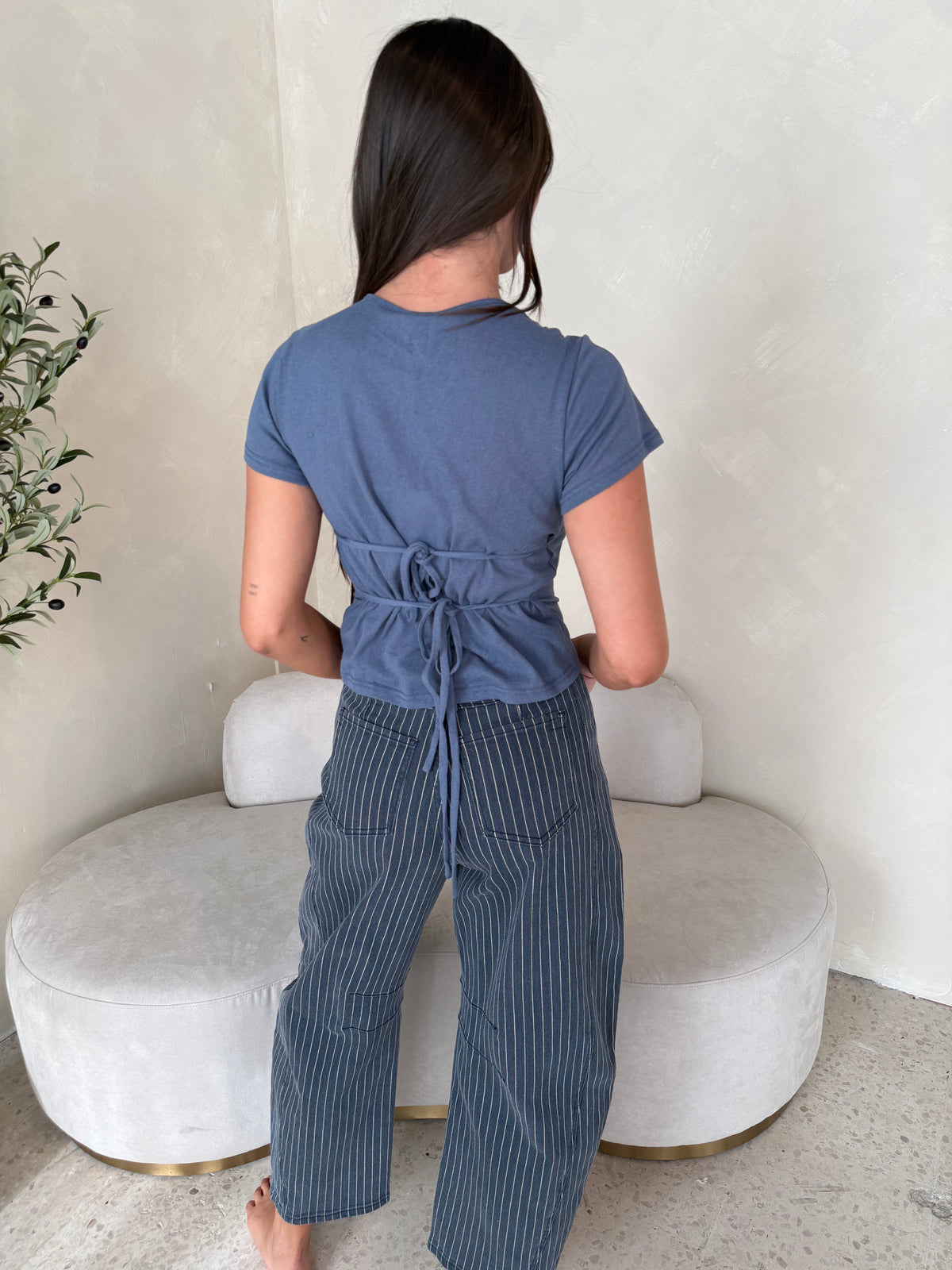 Stripe Barrel Denim Jeans