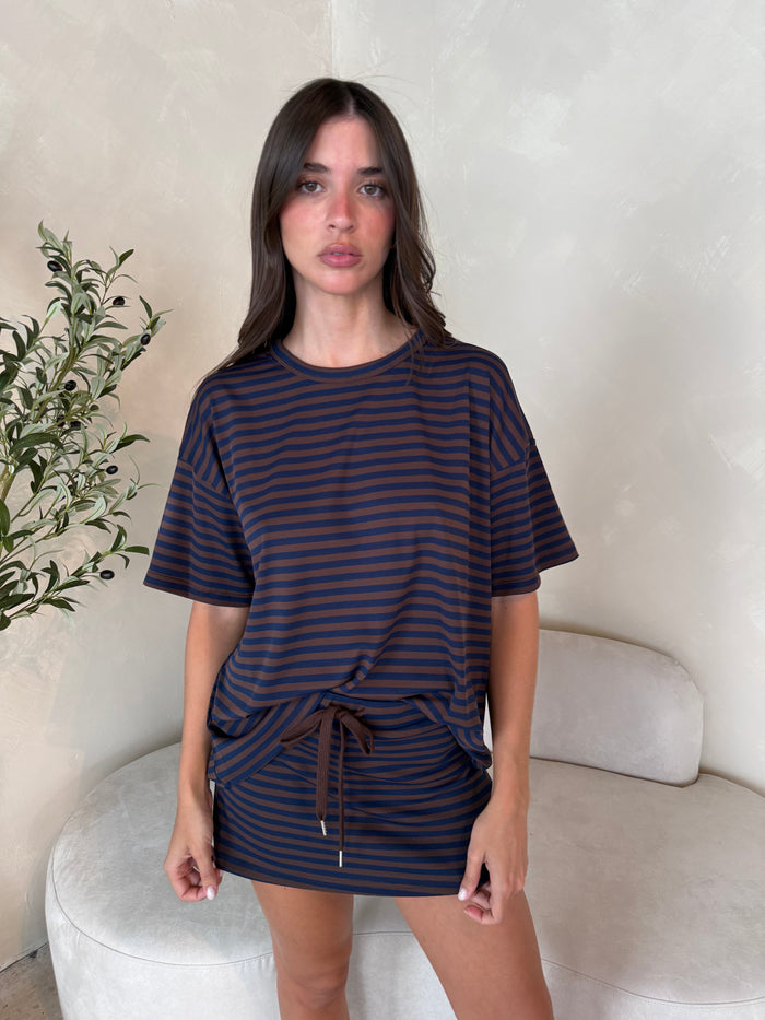 Navy Choco Stripe Set