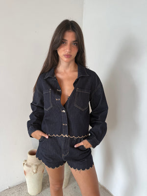 Indigo Blue Denim Jacket & Short Set