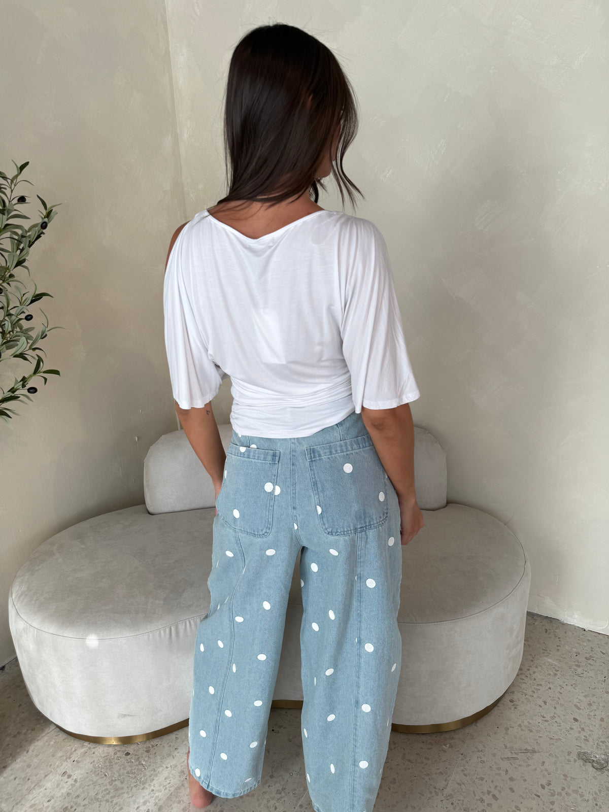 Polka Denim Barrel Jeans