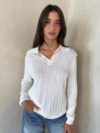 Ivory Textured LS Top