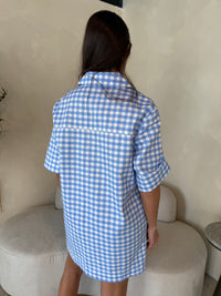 Blue Gingham Collar Dress